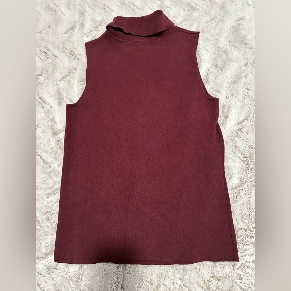 Talbots Petites Burgundy Sleeveless Turtleneck Knit Top - Picture 6 of 11